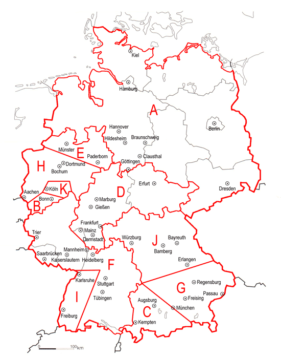 Deutschlandkarte nach KV-Regionen